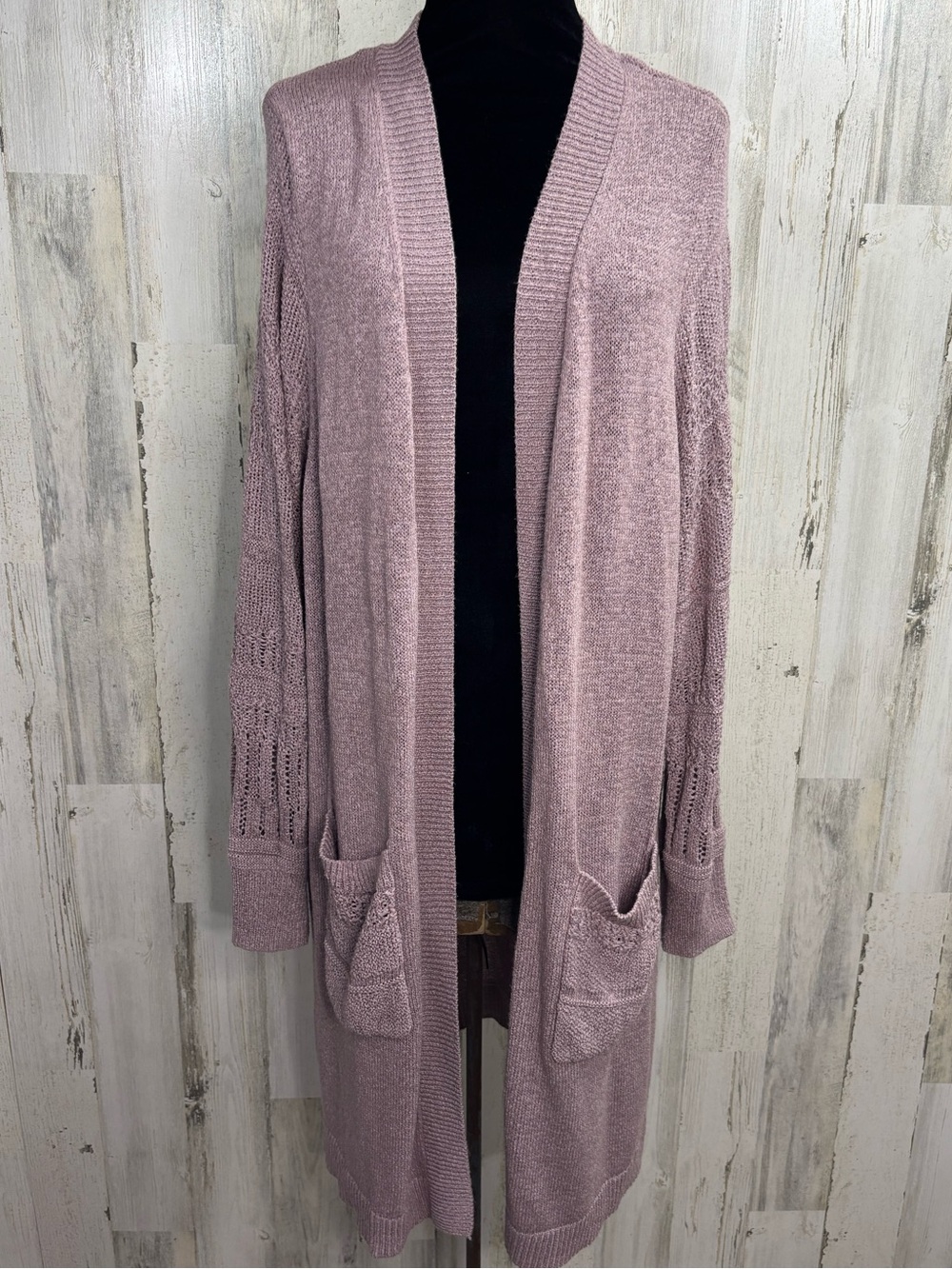 torrid Dusty Mauve Open-Front Long Duster Cardigan Sweater - Picture 3 of 12